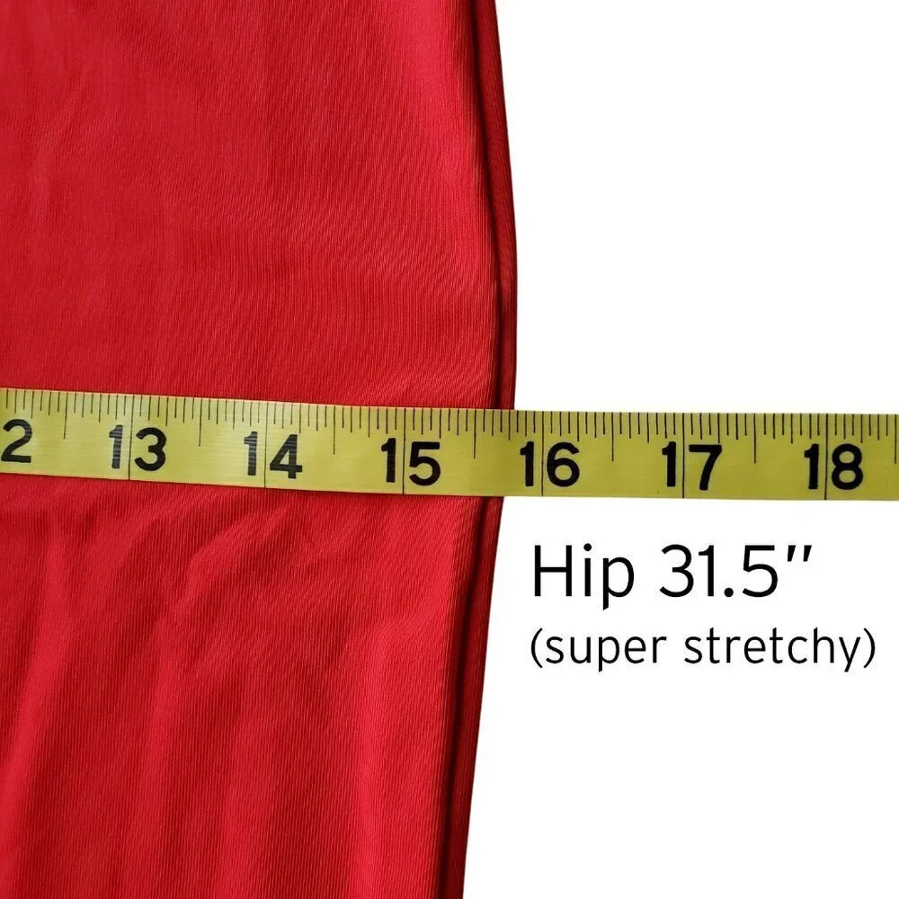 DAISY NWT Cherry Red High Neck Racerback Slit Sexy Maxi Dress BodyCon Size S - Picture 8 of 12